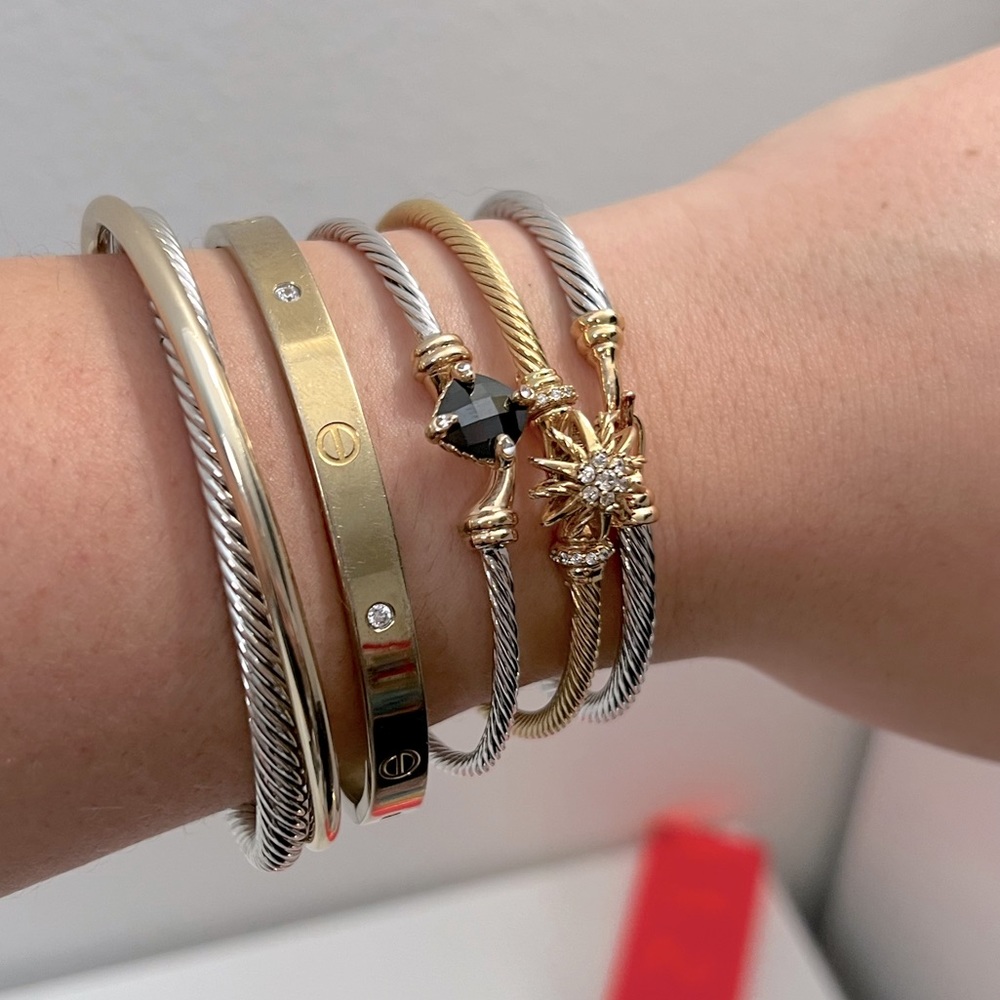 Stackable Gold Cable Starburst Hook Bangle Bracel… - image 3